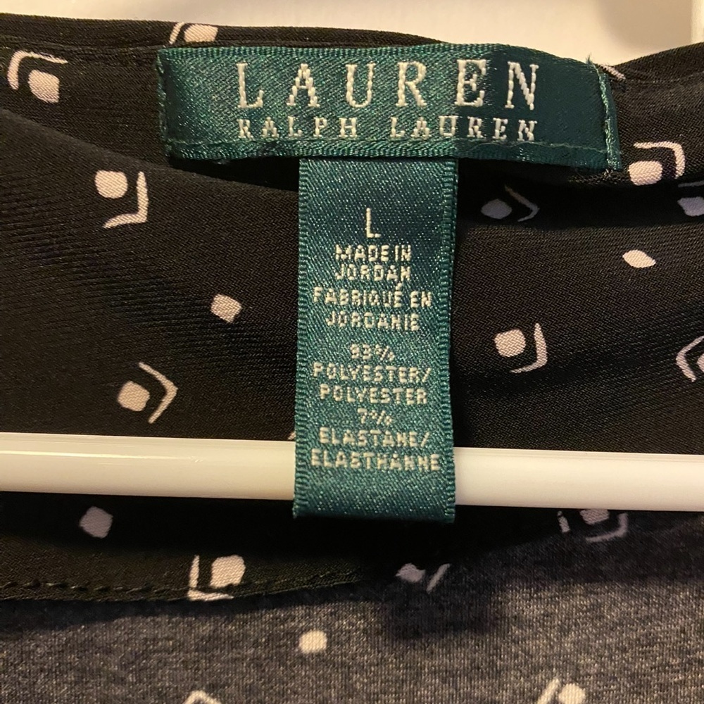 Lauren Ralph Lauren Sleeveless Black and White Cowl-Neck Top, Size L - Picture 7 of 7